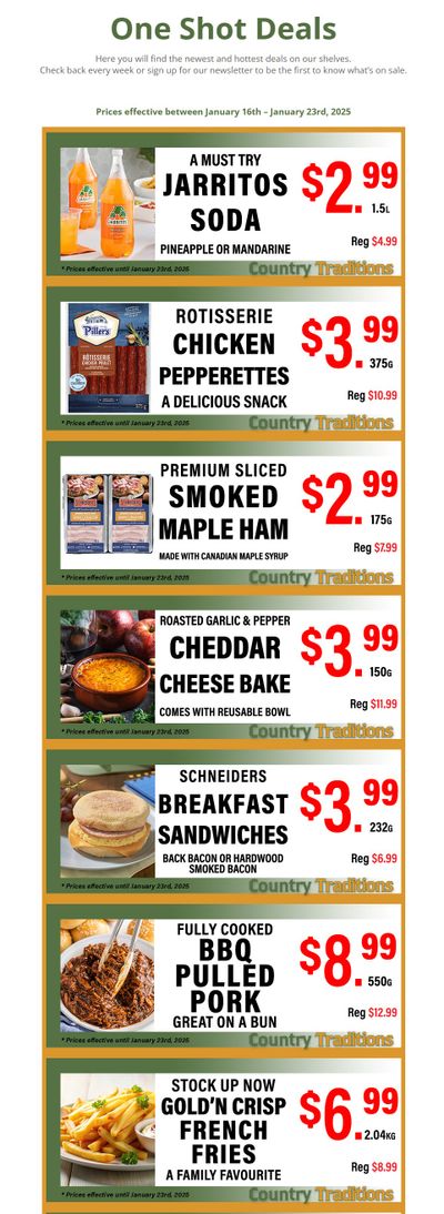 Country Traditions One-Shot Deals Flyer January 16 to 23