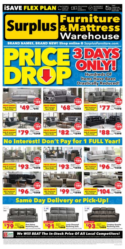 Surplus Furniture & Mattress Warehouse (Winnipeg, Brandon) Flyer January 27 to February 2 Surplus Furniture & Mattress Warehouse (Winnipeg, Brandon) Flyer January 27 to February 2