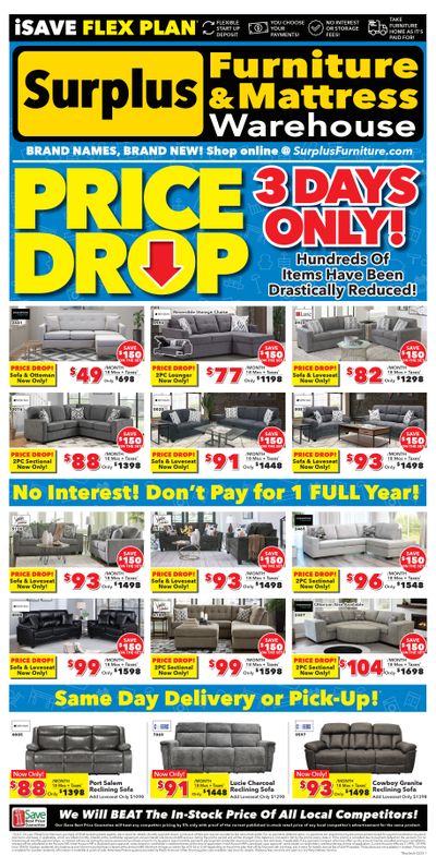 Surplus Furniture & Mattress Warehouse (Thunder Bay) Flyer January 27 to February 2