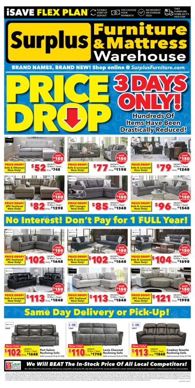 Surplus Furniture & Mattress Warehouse (St. John's, Corner Brook, Grand Falls Windsor) Flyer January 27 to February 2