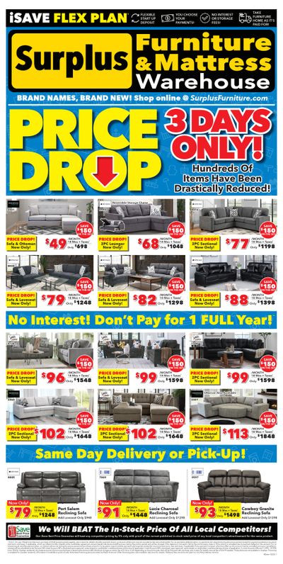 Surplus Furniture & Mattress Warehouse (Red Deer) Flyer January 27 to February 2