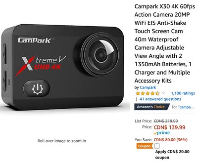 Amazon Canada Deals: Save 45% on Action Camera 20MP WiFi EIS Touch Screen + 31% on Fabric Shaver Lint Remover + 31% on Inflatable Camping Mattress + More Offers