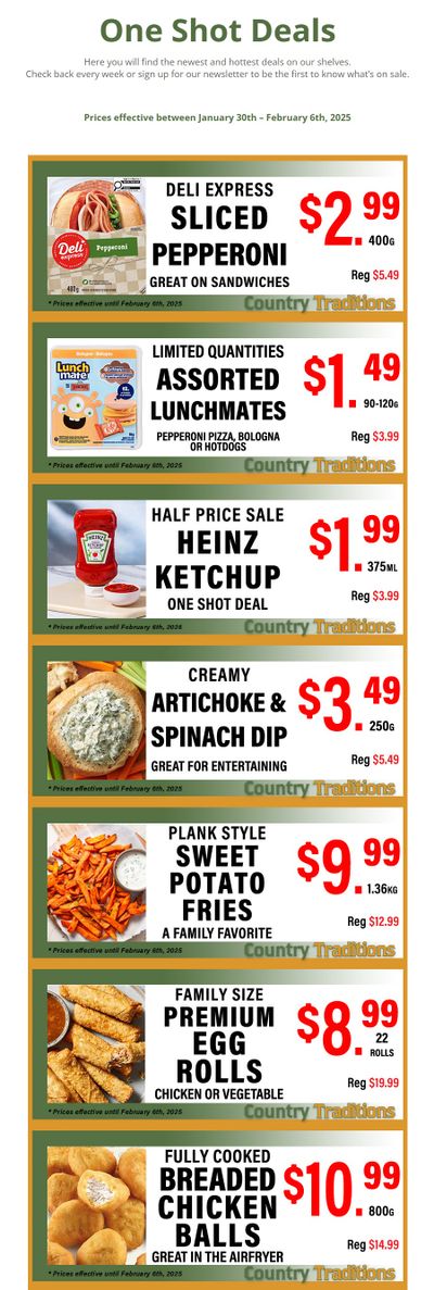Country Traditions One-Shot Deals Flyer January 30 to February 6