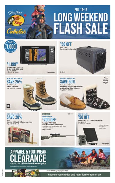 Bass Pro Shops Long Weekend Flash Sale Flyer February 14 to 17