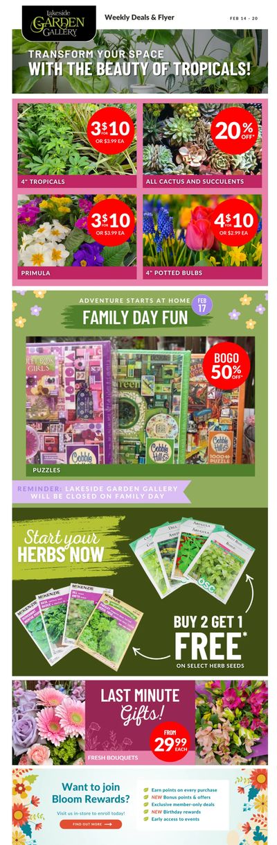 Lakeside Garden Gallery Flyer February 14 to 20