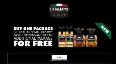 Loblaws Ontario: D’Italiano Gusto Bagels $1.24 Per Package With Printable Coupon and PC Optimum Points Offer