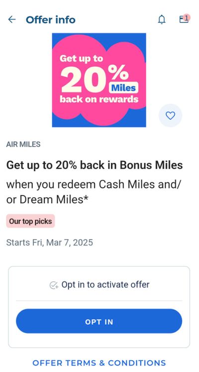 Air Miles Canada Offers: Get 20% Back in Miles When You Redeem *Starts March 7th* Air Miles Canada Offers: Get 20% Back in Miles When You Redeem *Starts March 7th*