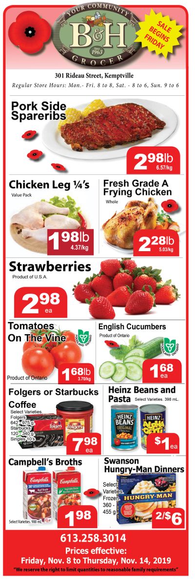 B&H Your Community Grocer Flyer November 8 to 14