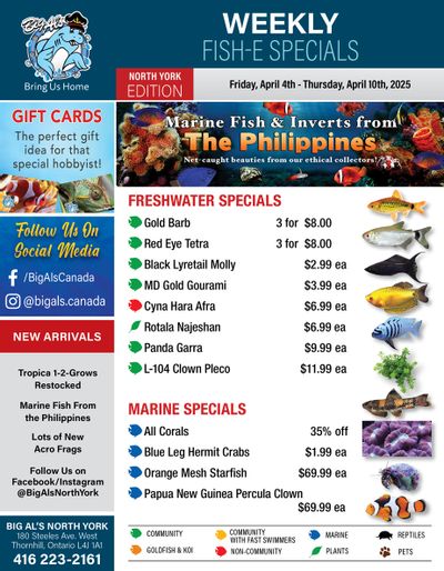 Big Al's (North York) Weekly Specials April 4 to 10