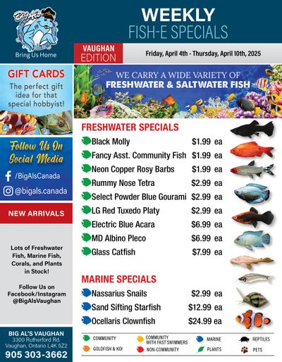 Big Al's (Vaughan) Weekly Specials April 4 to 10