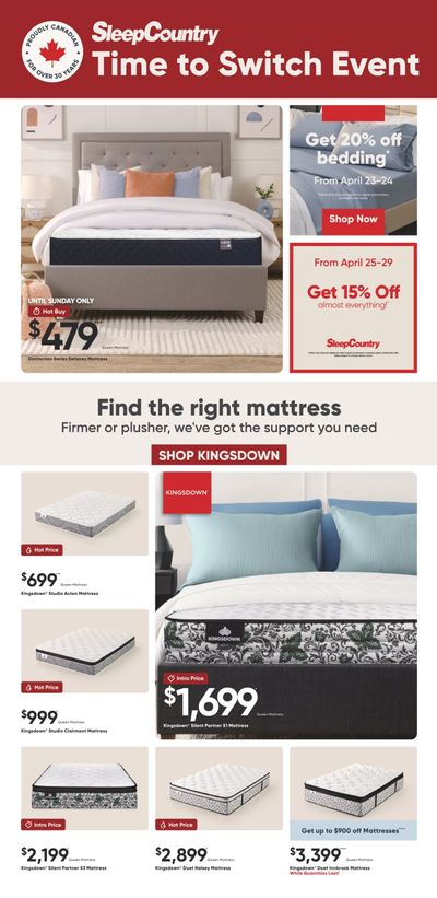 Sleep Country Flyer April 21 to 29