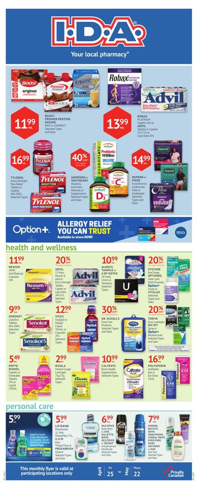 I.D.A. Pharmacy Monthly Flyer April 25 to May 22