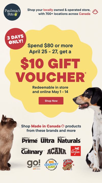 Paulmac's Pets Flyer April 25 to 27