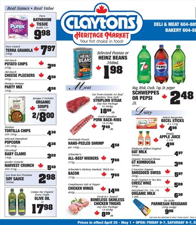 Claytons Heritage Market Flyer April 25 to May 1