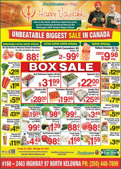 Fruiticana (Kelowna) Flyer April 25 to 30