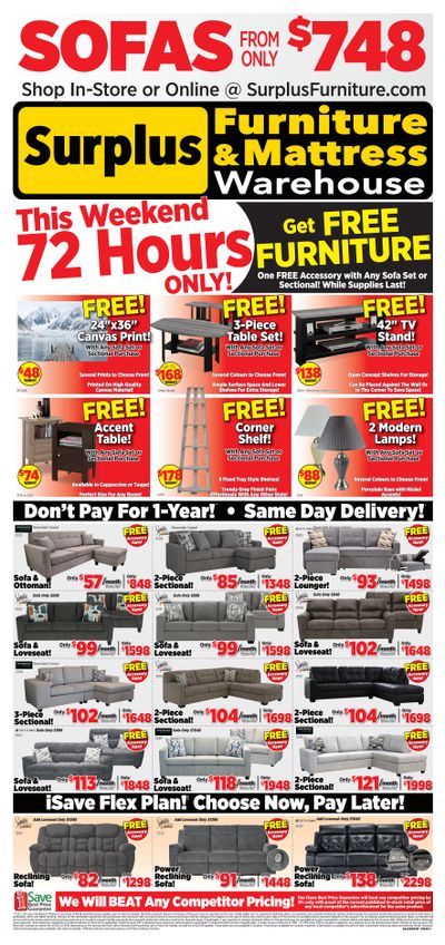 Surplus Furniture & Mattress Warehouse (St. John's, Corner Brook, Grand Falls Windsor) Flyer April 28 to May 4