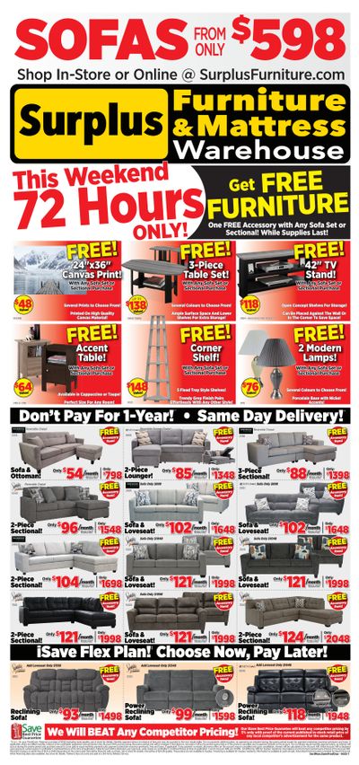 Surplus Furniture & Mattress Warehouse (Dartmouth, Charlottetown, Moncton, Saint John, Fredericton) Flyer April 28 to May 4