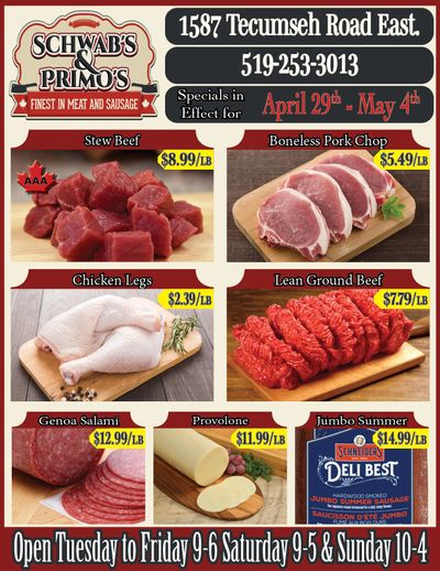 Schwab's & Primo's Flyer April 29 to May 4