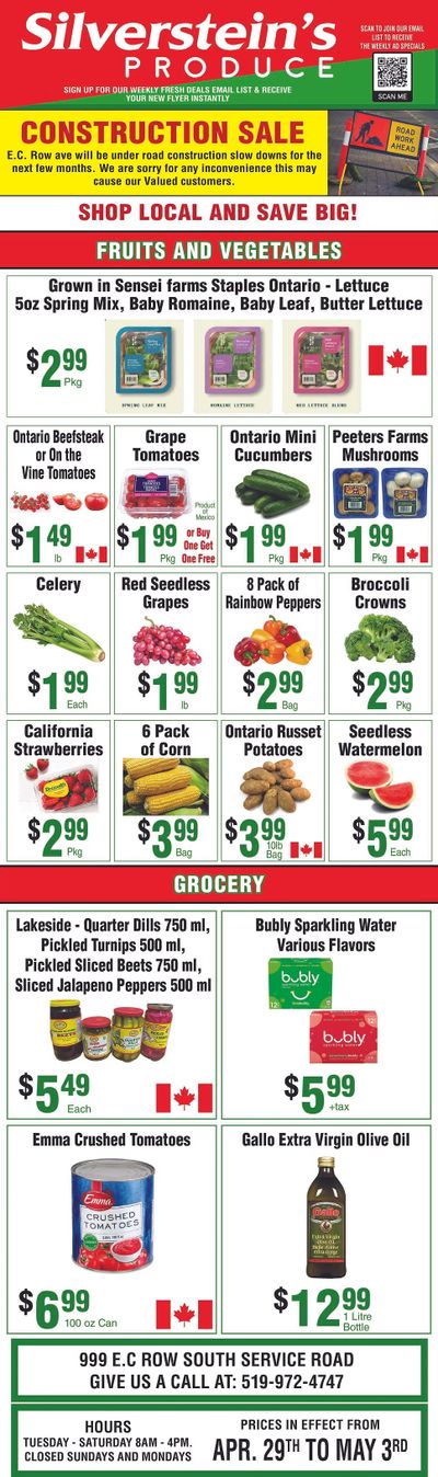 Silverstein's Produce Flyer April 29 to May 3