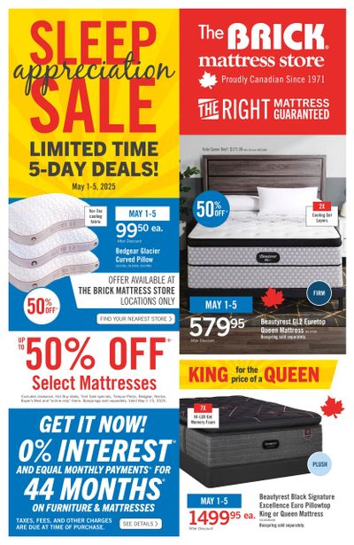 The Brick Mattress Store Flyer May 1 to 15 The Brick Mattress Store Flyer May 1 to 15