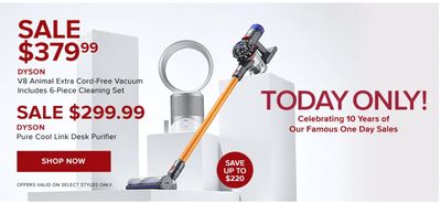 Hudson’s Bay Canada One Day Sale: Today, Save $200 – $220 on Dyson off