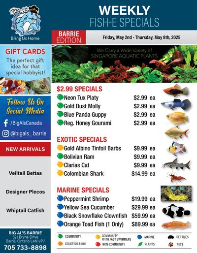 Big Al's (Barrie) Weekly Specials May 2 to 8