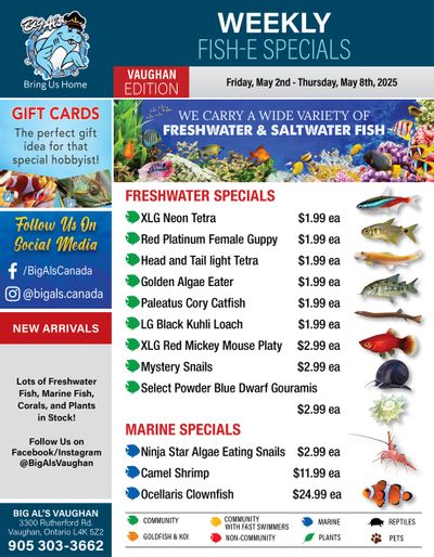 Big Al's (Vaughan) Weekly Specials May 2 to 8
