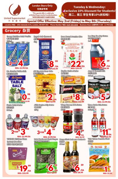 United Supermarket (London) Flyer May 2 to 8