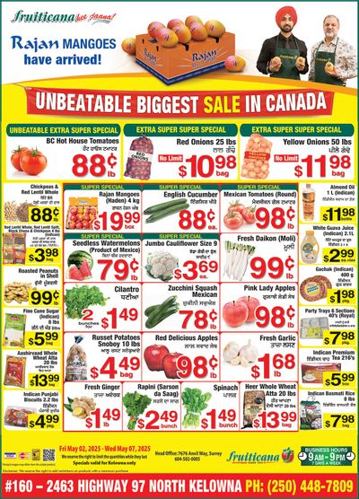 Fruiticana (Kelowna) Flyer May 2 to 7 Fruiticana (Kelowna) Flyer May 2 to 7
