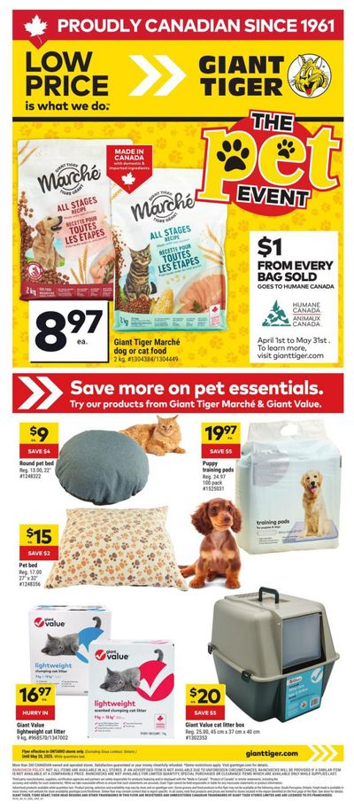 Giant Tiger (ON) Pet Event Flyer May 7 to 20