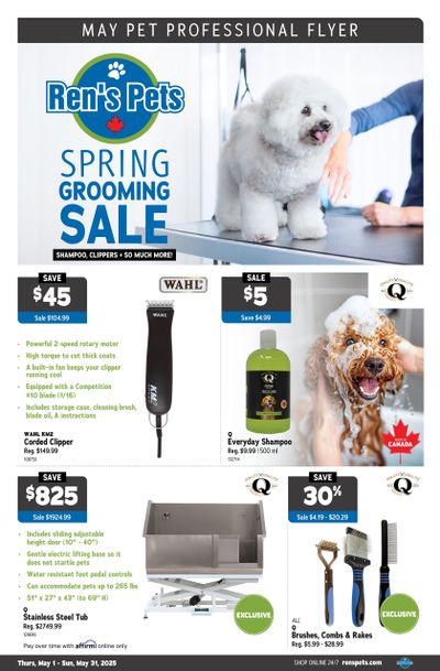 Ren's Pets Pet Professional Monthly Flyer May 1 to 31