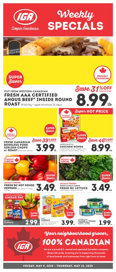 IGA Stores of BC Flyer May 9 to 15 IGA Stores of BC Flyer May 9 to 15