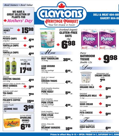 Claytons Heritage Market Flyer May 9 to 15 Claytons Heritage Market Flyer May 9 to 15