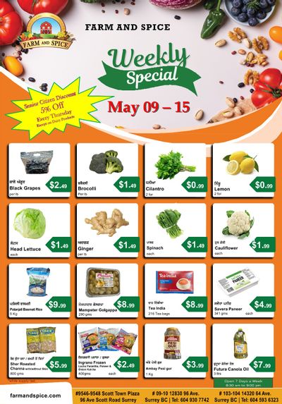 Farm And Spice Grocers Flyer May 9 to 15