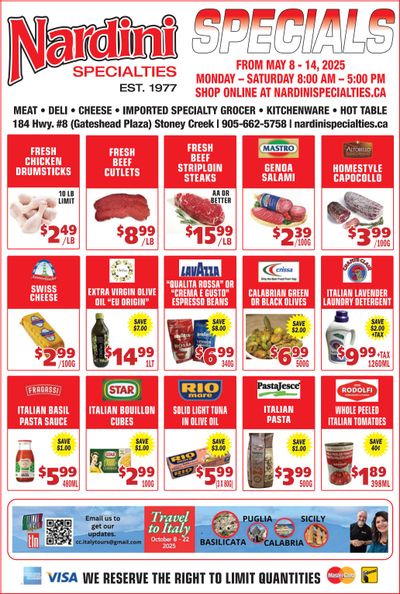 Nardini Specialties Flyer May 8 to 14 Nardini Specialties Flyer May 8 to 14
