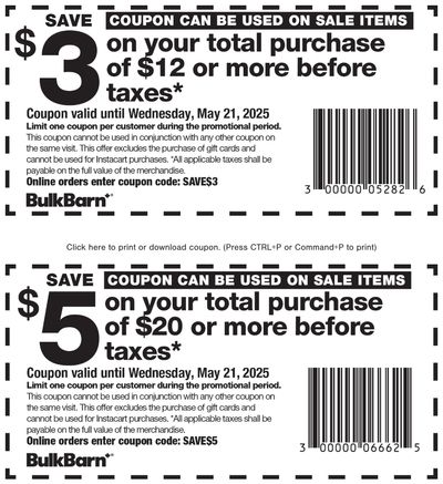 Bulk Barn Coupon, valid until May 21 Bulk Barn Coupon, valid until May 21