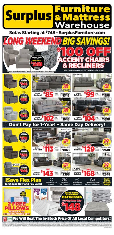 Surplus Furniture & Mattress Warehouse (St. John's, Corner Brook, Grand Falls Windsor) Flyer May 12 to 18