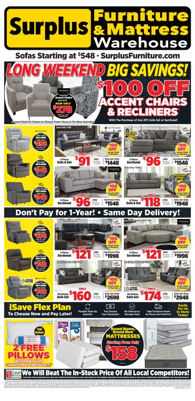 Surplus Furniture & Mattress Warehouse (Medicine Hat, Lethbridge) Flyer May 12 to 18
