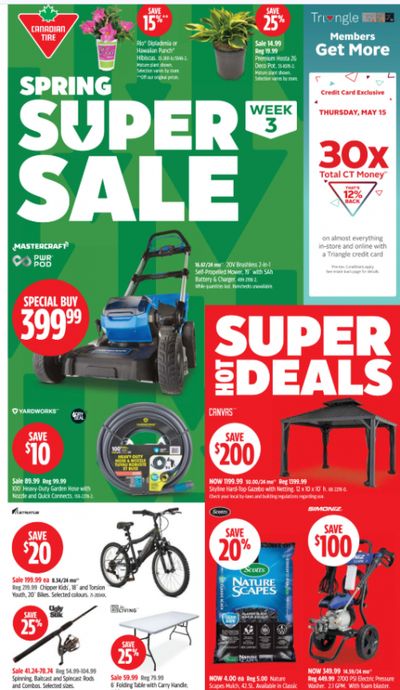 Canadian Tire Spring Super Sale: 30x Total CT Money Today, Thursday, May 15 + New Weekly Flyers
