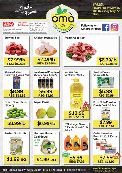 Oma Fresh Foods Flyer May 16 to 22 Oma Fresh Foods Flyer May 16 to 22