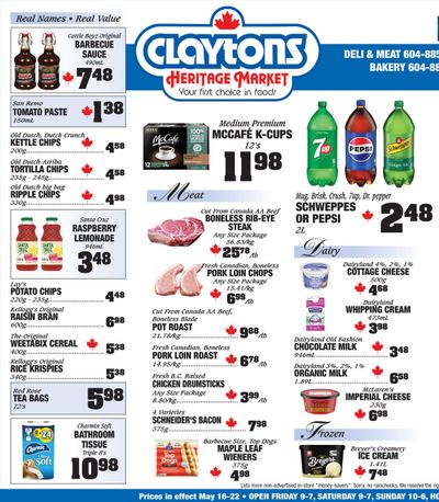 Claytons Heritage Market Flyer May 16 to 22