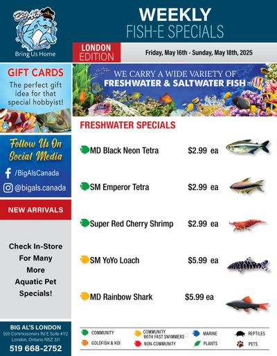 Big Al's (London) Weekend Specials May 16 to 18