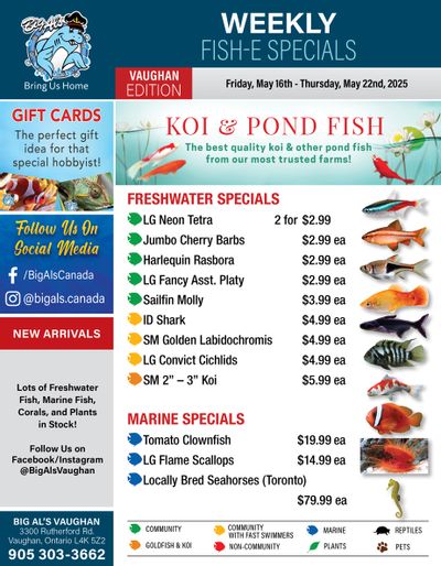 Big Al's (Vaughan) Weekly Specials May 16 to 22