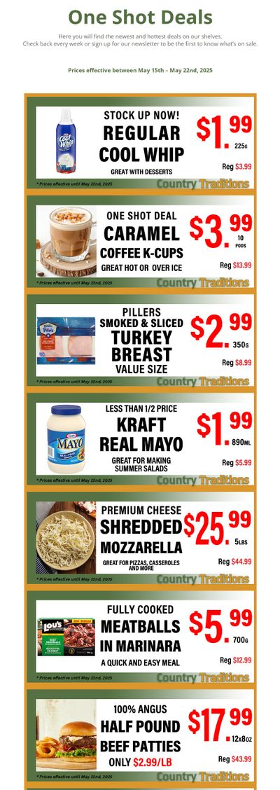 Country Traditions One-Shot Deals Flyer May 15 to 22