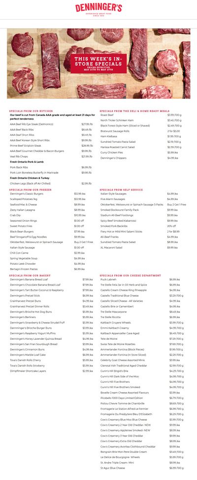 Denninger's Weekly Specials May 21 to 27