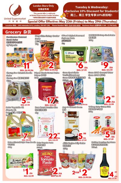 United Supermarket (London) Flyer May 23 to 29