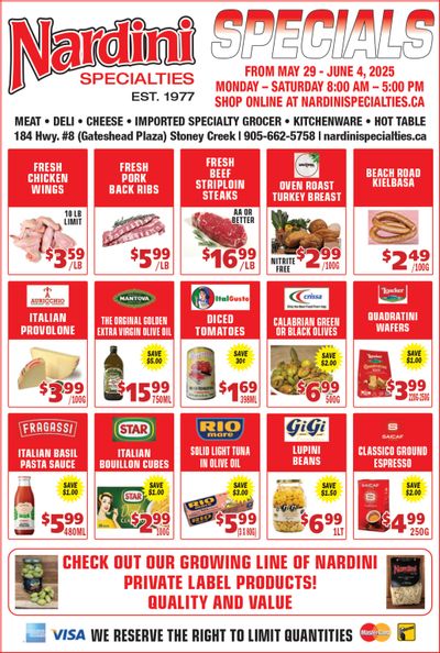 Nardini Specialties Flyer May 29 to June 4 Nardini Specialties Flyer May 29 to June 4