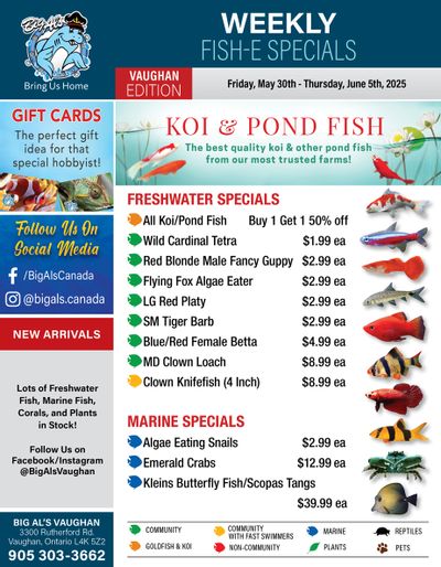 Big Al's (Vaughan) Weekly Specials May 30 to June 5