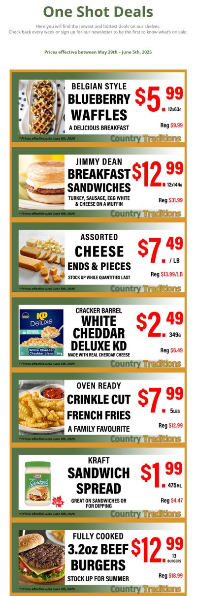 Country Traditions One-Shot Deals Flyer May 29 to June 5 Country Traditions One-Shot Deals Flyer May 29 to June 5