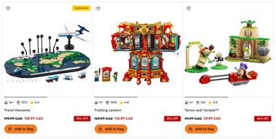 LEGO Canada Offers & Sale: up to 40% off Select Sets + Gifts With Purchase LEGO Canada Offers & Sale: up to 40% off Select Sets + Gifts With Purchase